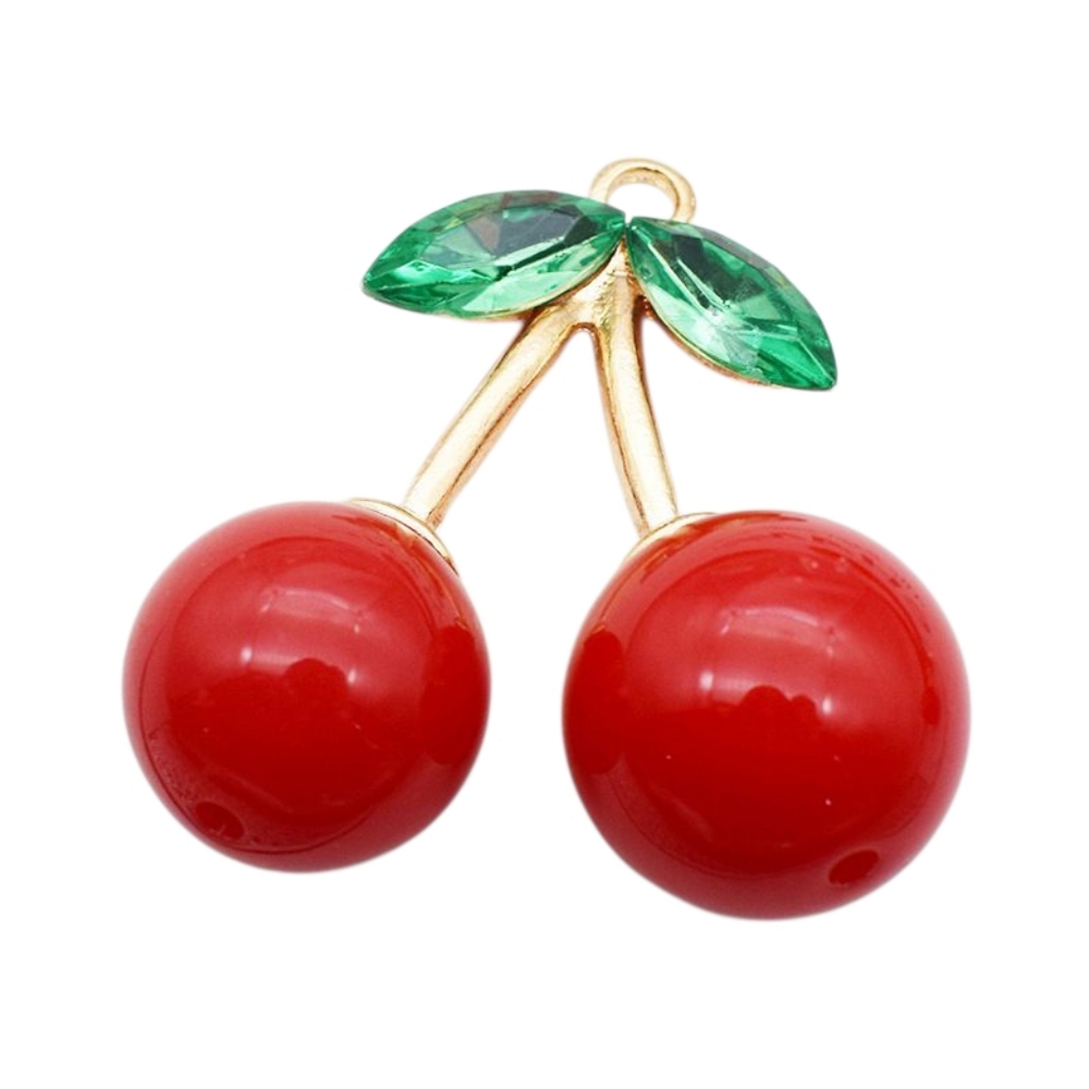 New Cherry Enamel Cherry Charms Fruit Metal Pendants Dangle for DIY set of 10